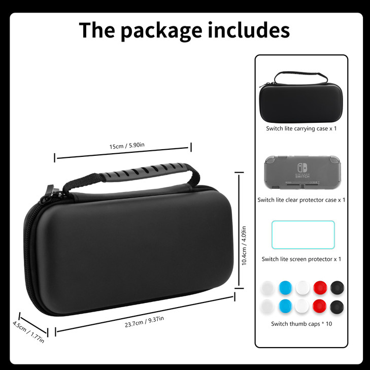 FANPL Carrying Case for Nintendo Switch Lite Portable Travel Accessories Bundle with Blue Switch Lite Storage Case Clear