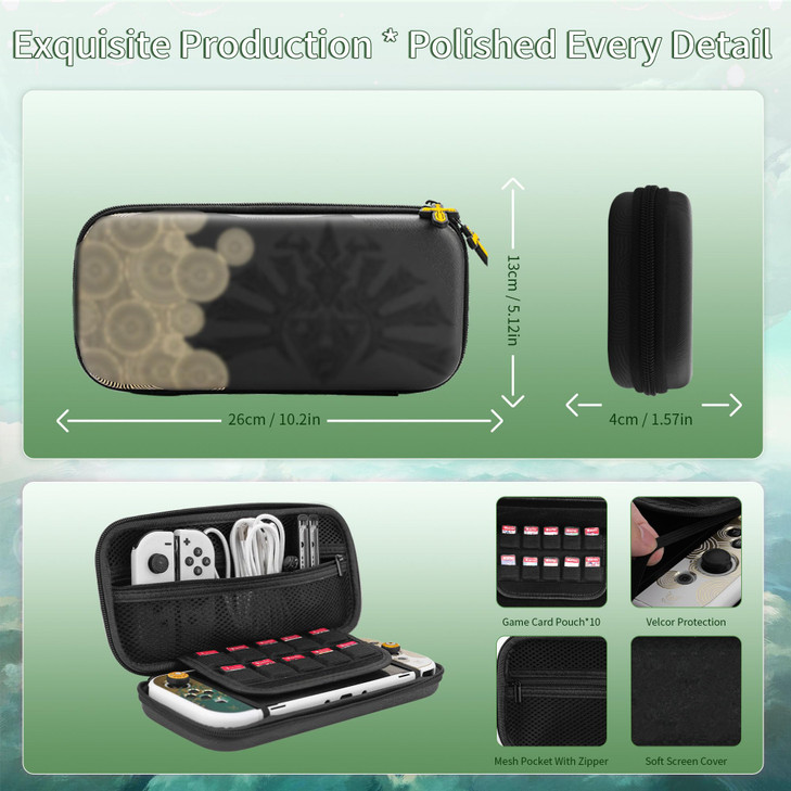 FUNDIARY Black of Zelda Carrying Case for Nintendo Switch OLED Shockproof Accessories of Switch Console with Portable Tr