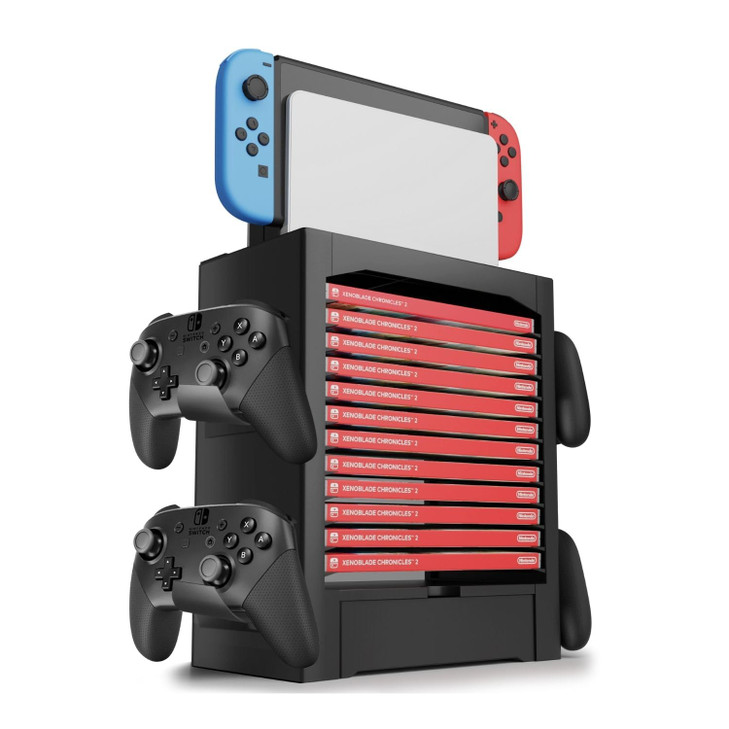 TNP Switch Organizer Station Game Storage Tower Stand for Nintendo Switch OLED with Dock Holder 10 Game Case Vertical Sh