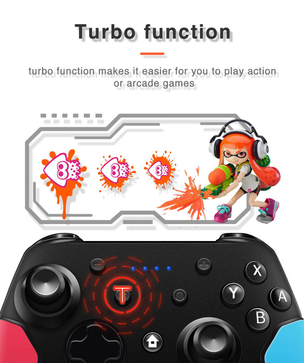 Wireless Switch Pro Controller for Nintendo Switch with Adjustable Turbo FunctionDual Vibration FunctionGyro 6Axis and H