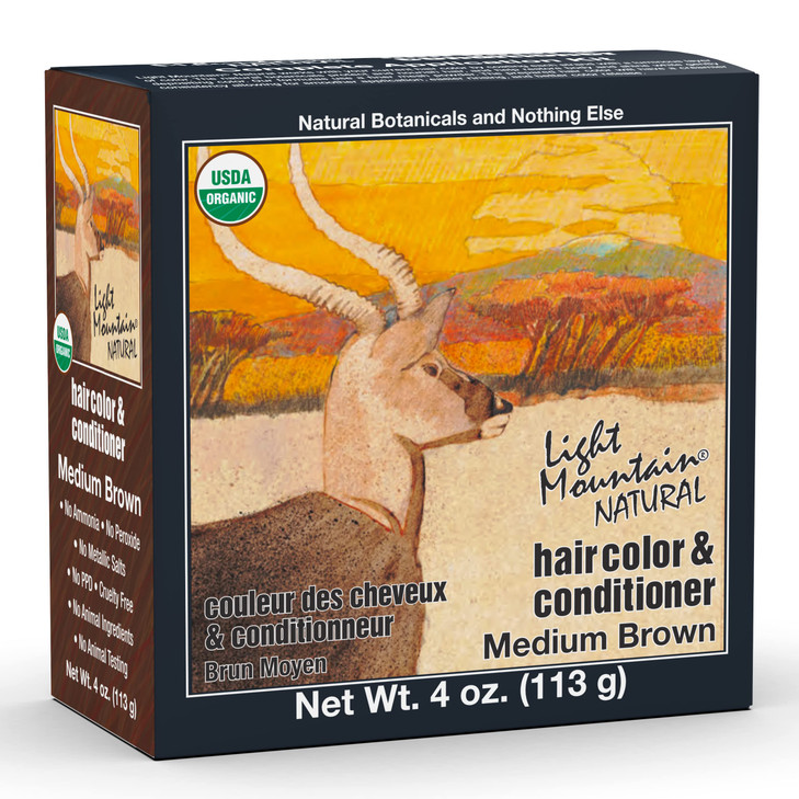Light Mountain Henna Hair Color & Conditioner - Medium Brown Hair Dye for Men/Women, Organic Henna Leaf Powder and Botanicals, Chemical-Free Semi-Per online at globaldelivered