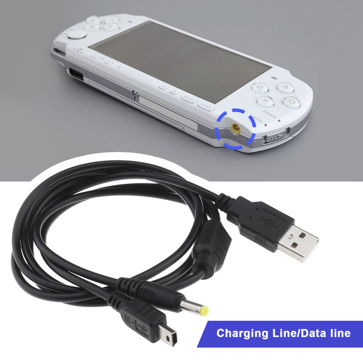 ECSiNG 2PCS 2 in 1 USB Data Charging Cable Charger Compatible with Sony PSP 1000 2000 3000 Console Portable Replacement