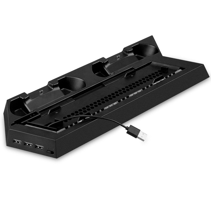 OSTENT Dual Motors Cooling Fan Radiator Charger Station USB Hub Vertical Stand for Sony PS4 Slim Console