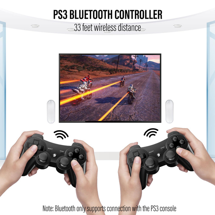 Diswoe Controllers for PS3 Wireless PS3 Controller 2 Pack Bluetooth Gamepad Joystick Double Vibrating Controller for Pla