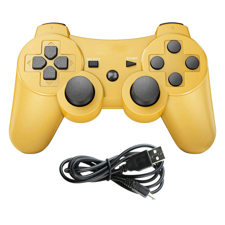 Linkshare wireless controller for ps3 double vibration bluetooth gamepad remote for playstation 3 with Charging Cord Gol