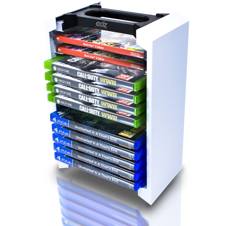 Game Storage Tower Universal Video Game Storage Stores 12 Game or BluRay Disks Game Holder Rack for PS4 PS5 Xbox One Xbo