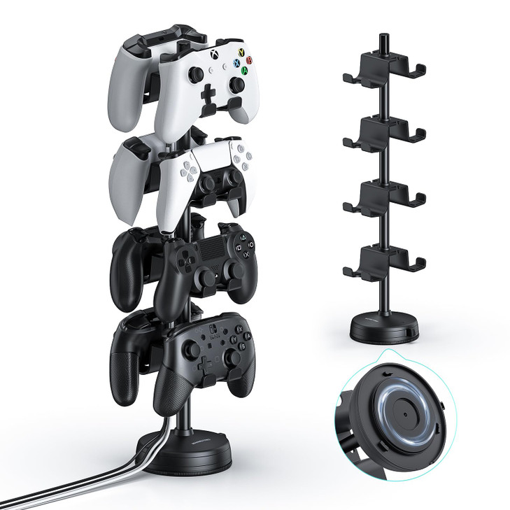 MANMUVIMO Headphone Controller Storage Holder for Desk 4 Tiers with AntiSlip Stable Suction Cup Controller Holder Univer