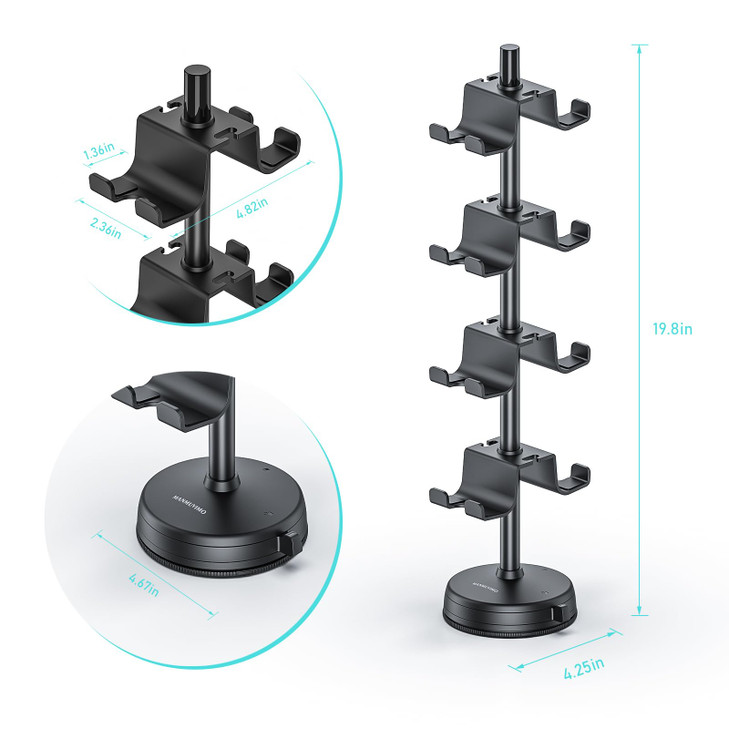 MANMUVIMO Headphone Controller Storage Holder for Desk 4 Tiers with AntiSlip Stable Suction Cup Controller Holder Univer
