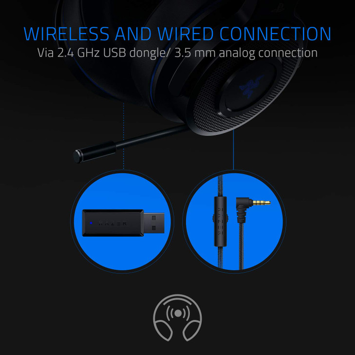 Razer Thresher LagFree Wireless Connection Retractable Digital Microphone Gaming Headset Works with PC PS4