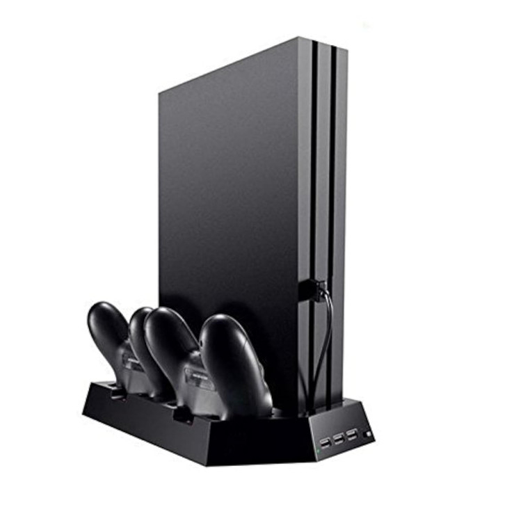 OSTENT Dual Controller Charger Cooling Fan USB Hub Vertical Stand for Sony PS4SlimPro Console