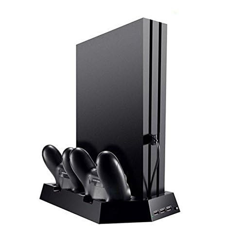 OSTENT Dual Controller Charger Cooling Fan USB Hub Vertical Stand for Sony PS4SlimPro Console