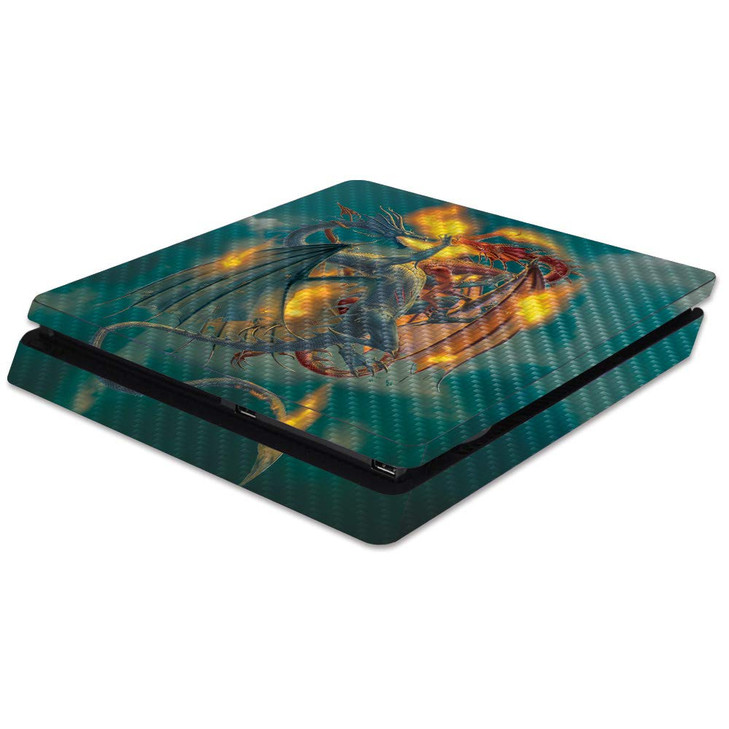 MightySkins Carbon Fiber Skin for Sony PS4 Slim Console Dragon Clash Protective Durable Textured Carbon Fiber Finish Eas