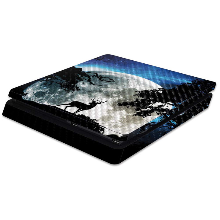 MightySkins Carbon Fiber Skin for Sony PS4 Slim Console Moonlight Deer Protective Durable Textured Carbon Fiber Finish E