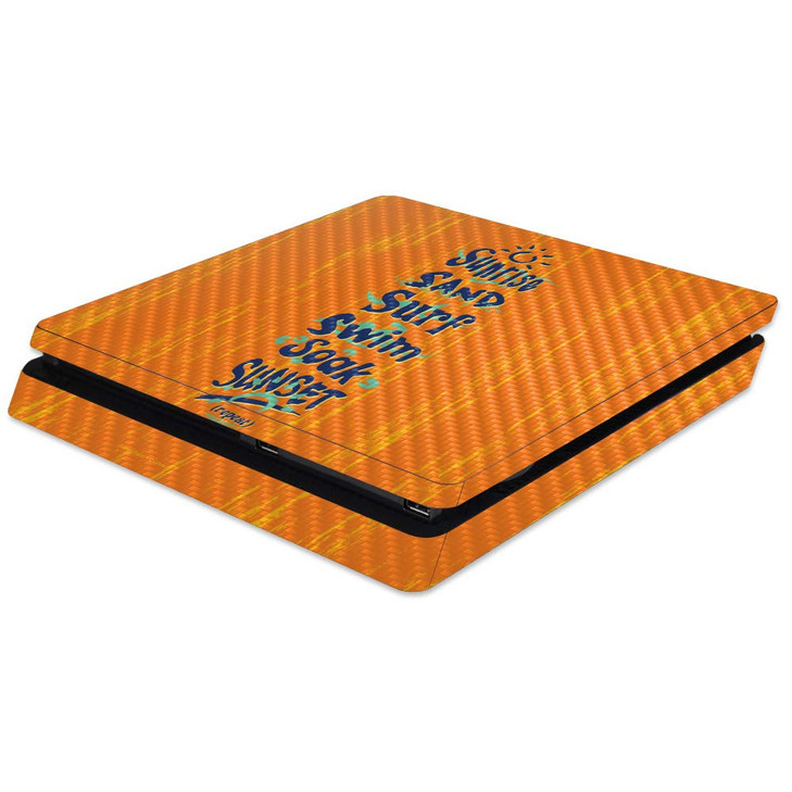 MIGHTY SKINS MightySkins Carbon Fiber Skin for Sony PS4 Slim Console Beach Recipe Protective Durable Textured Carbon Fib