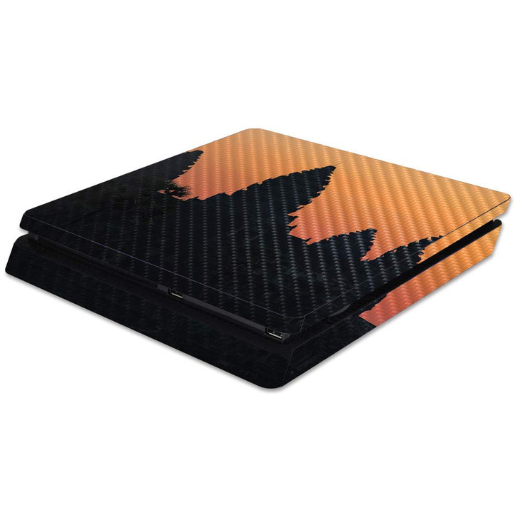 MightySkins Carbon Fiber Skin for Sony PS4 Slim Console Sunset Architecture Protective Durable Textured Carbon Fiber Fin