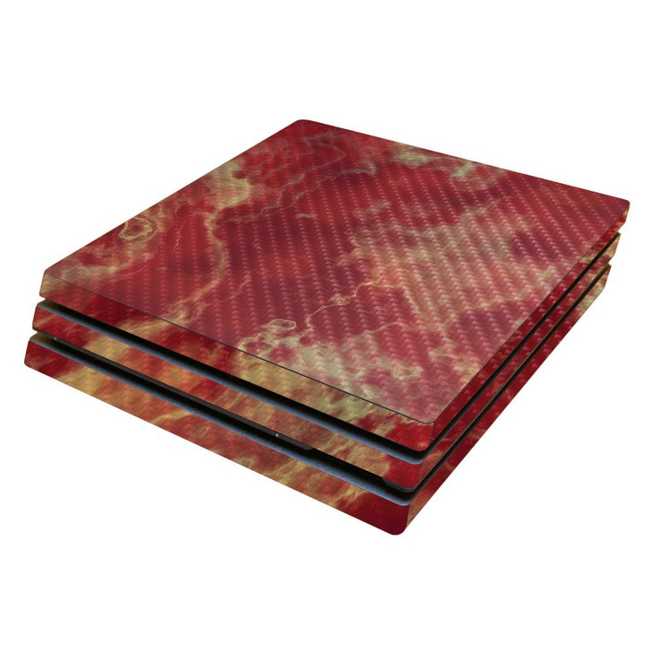 MightySkins Carbon Fiber Skin for Sony PS4 Pro Console Crimson Marble Protective Durable Textured Carbon Fiber Finish Ea