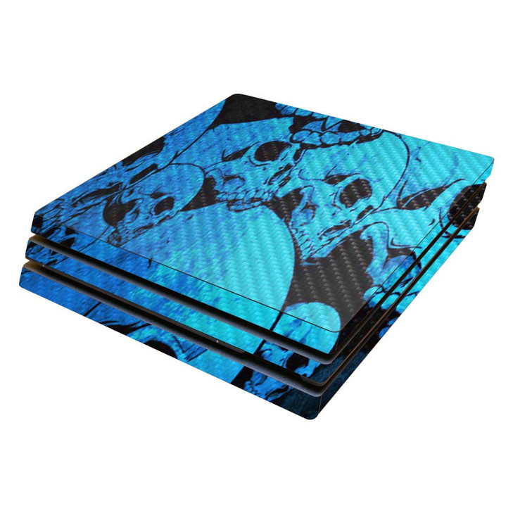 MightySkins Carbon Fiber Skin for Sony PS4 Pro Console Blue Skulls Protective Durable Textured Carbon Fiber Finish Easy