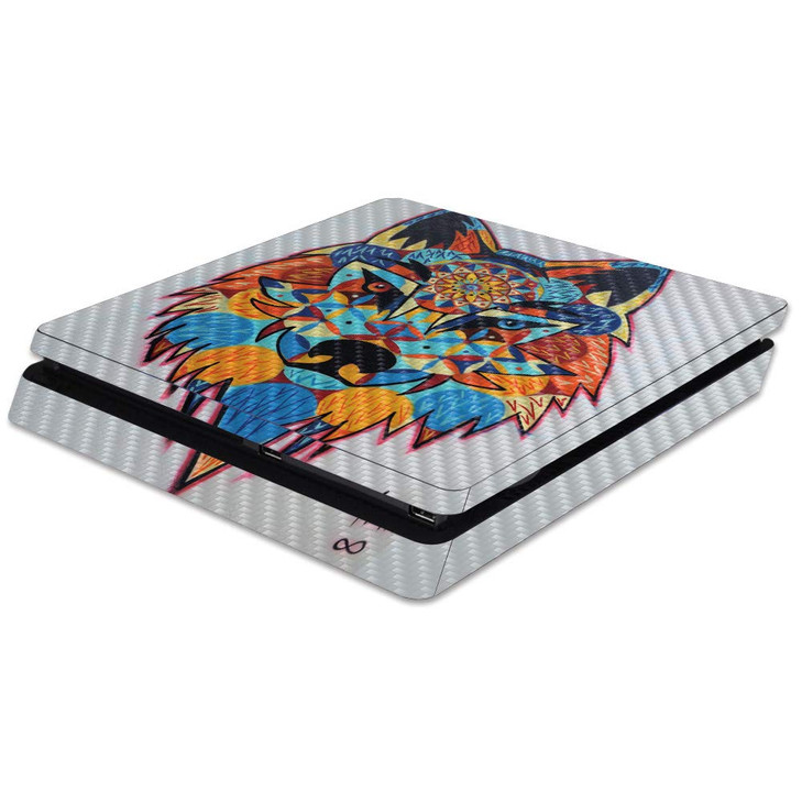 MightySkins Carbon Fiber Skin for Sony PS4 Slim Console Patterned Wolf Protective Durable Textured Carbon Fiber Finish E