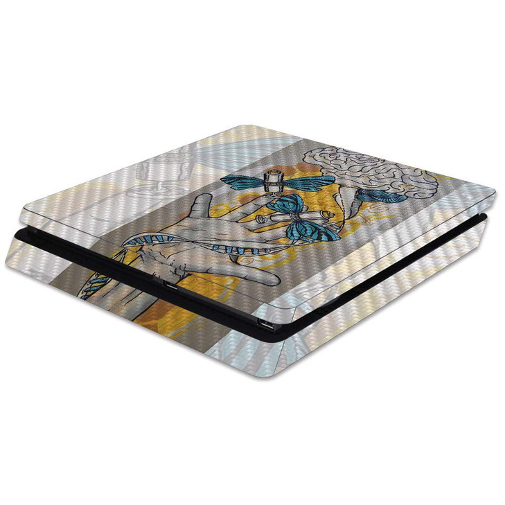 MightySkins Carbon Fiber Skin for Sony PS4 Slim Console Insane in The Brain Protective Durable Textured Carbon Fiber Fin