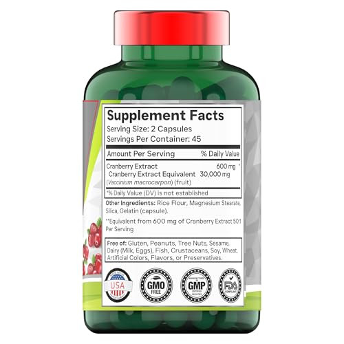 Cranberry Pills for Women & Men (30,000 MG - 90 Capsules) | Supports Urinary Tract Health* | Cranberry Concentrate Supplement | Bladder & Kidney Supp