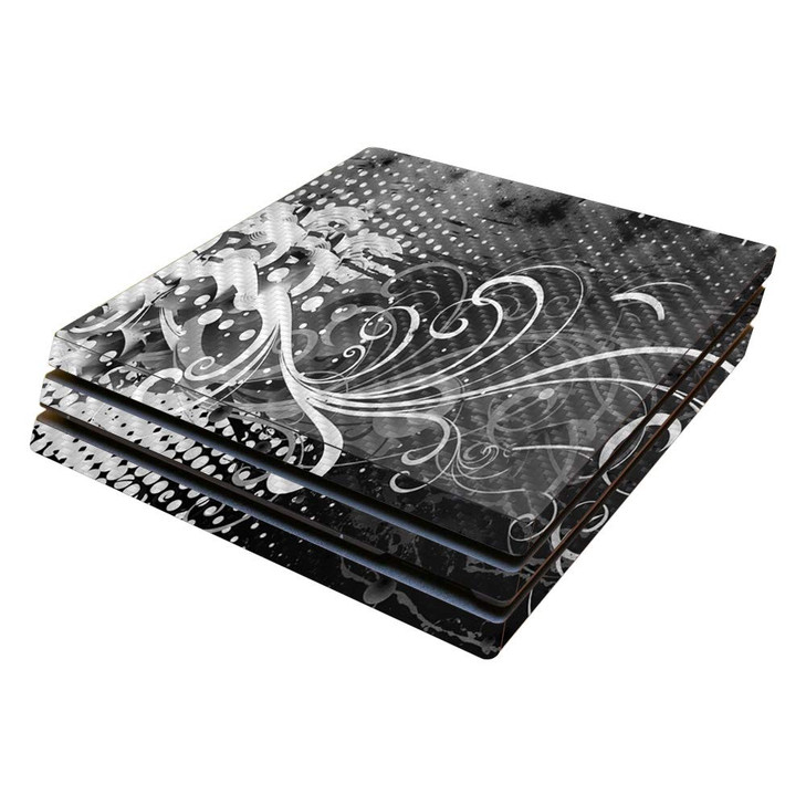 MightySkins Carbon Fiber Skin for Sony PS4 Pro Console Black Flourish Protective Durable Textured Carbon Fiber Finish Ea