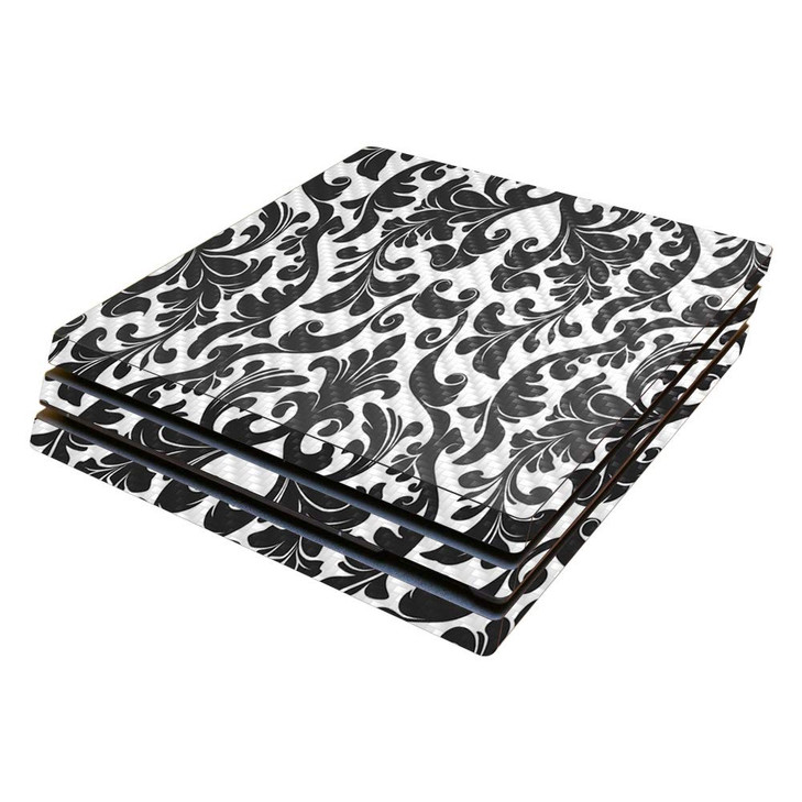 MightySkins Carbon Fiber Skin for Sony PS4 Pro Console Black Damask Protective Durable Textured Carbon Fiber Finish Easy