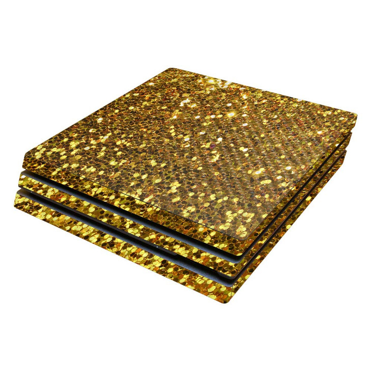 MightySkins Carbon Fiber Skin for Sony PS4 Pro Console Gold Glitter Protective Durable Textured Carbon Fiber Finish Easy