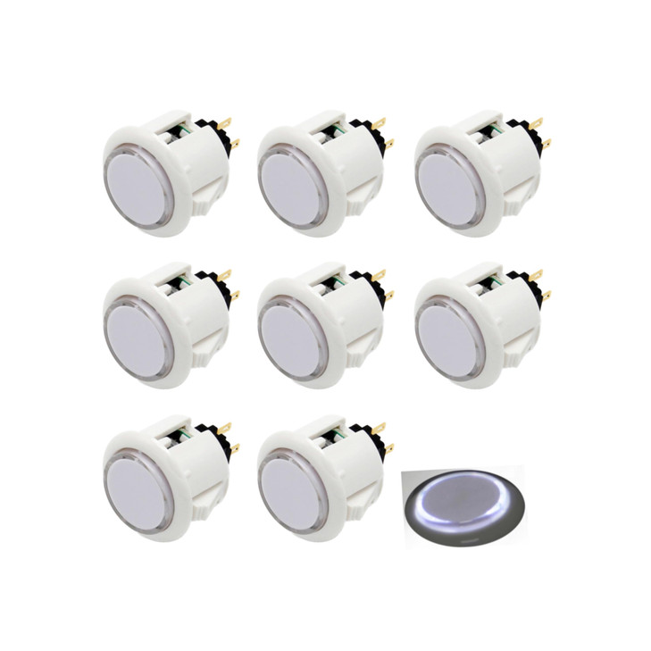 8 Pcs Original Qanba Illuminated Buttons Qanba Sanp In LED Buttons for DIY Cabinet Machine Arcade Machine 24MM30MM 24MM