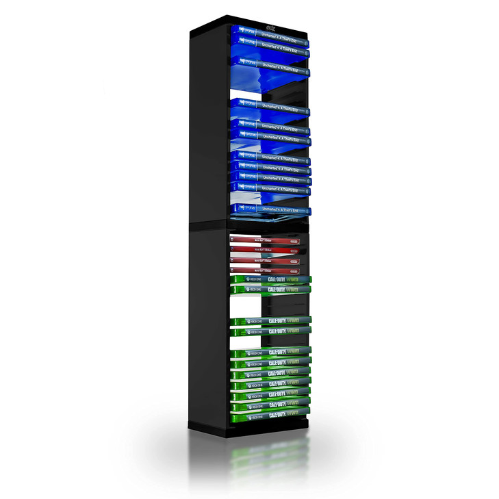 ADZ Game Storage Tower Stores 36 Games or BluRay Disks Game Holder Rack for PS4 PS5 Xbox One Xbox Series XS Games and Bl
