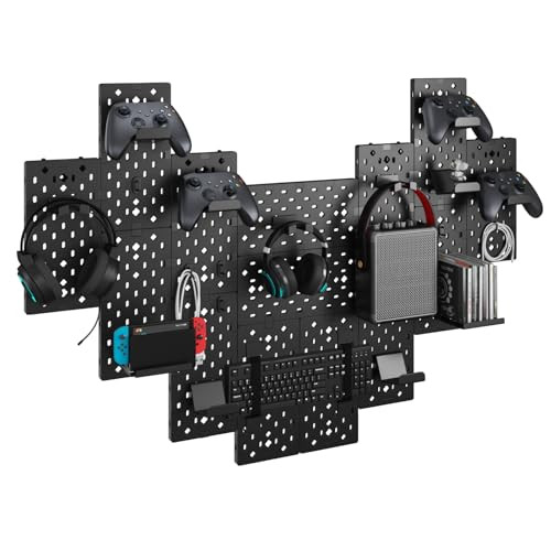 PEGZONE Controller and Headphone Holder Wall Mount Modular Gaming Pegboard with Accessories Controller Stand for Xbox PS