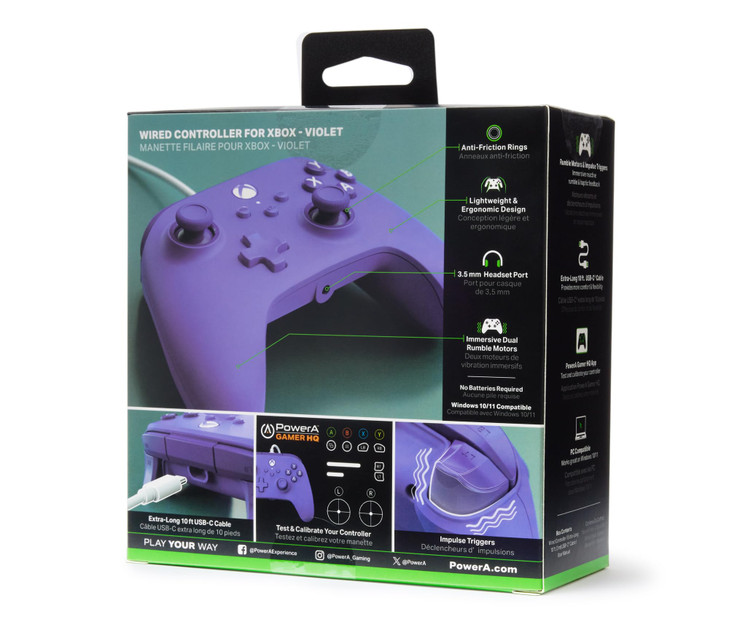 PowerA Wired Controller for Xbox Series XS Violet gamepad video gamegaming controller works with Xbox One Officially Lic