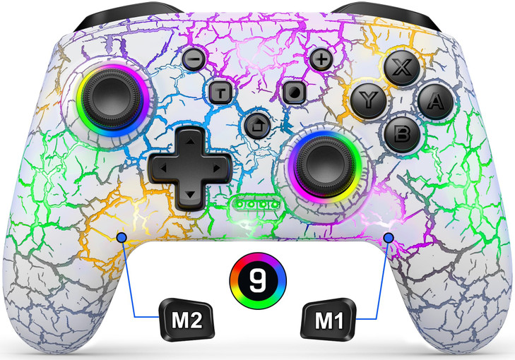Gammeefy Switch Controller Wireless Switch Pro Controller for Nintendo SwitchLiteOLED 9 Color Adjustable LED Switch Remo