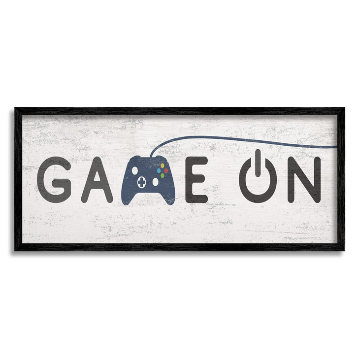 Stupell Industries Game On Video Gamer Phrase Blue Vintage Controller