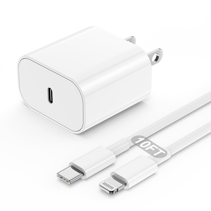 iPhone Charger Fast Charging BlockWall Charger Plug and Long USB C to Lightning Cable Cord 10ftType C Charging Adapter C