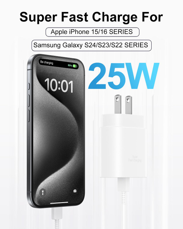 Type C Charger Fast Charging 2Pack 10FT6FT Long USB C Cable with 25W Phone Super Fast Charger Block Compatible with Gala