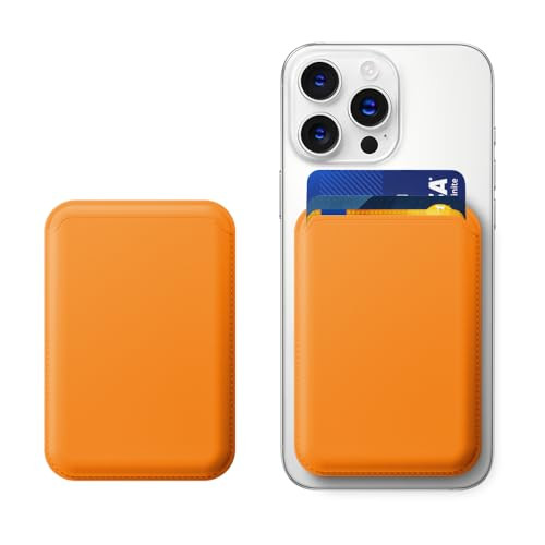 KPNEOL Leather Magnetic Phone Wallet Mag Wallet RFID 3 Card Holder For iPhone 1615141312 Series Orange