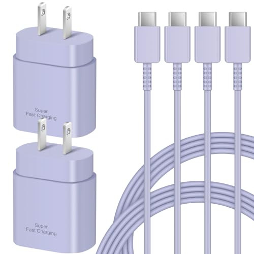 Type C Charger Fast Charging 25W USB C Charger Block Android Phone Wall Charging with 6Ft Type C to C Cable for Galaxy S