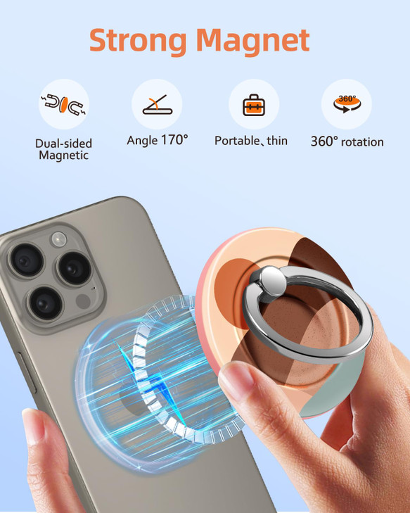 LISEVO Phone Ring Holder Compatible with MagSafe Magnetic Phone Grip for Women Cute Removable Finger Ring Grip Adjustabl