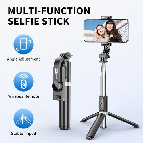 Selfie Stick Tripod All in One Extendable Portable iPhone Tripod Selfie Stick with Wireless Remote Compatible with iPhon