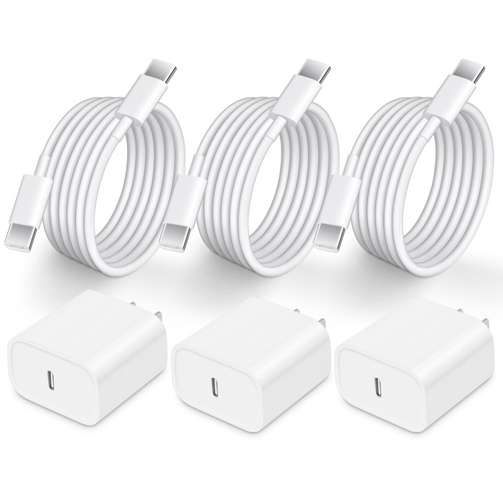 GOSLA iPhone 15 Fast Charger 3Pack 20W USB C Charger iPad Pro Charger Block with 6FT Type C to Type C Charging Cord for