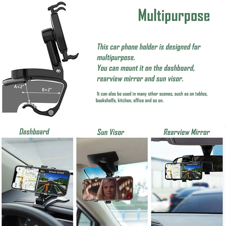 YAOKEEP Universal Car Phone Holder Mount360 Degrees Rotation Dashboard Phone Holder Upgrade Clip Never Fallcar Phone Mou