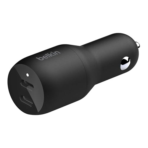 Belkin 36Watt DualUSB Car Charger Power Delivery 2 18W USBC Ports with PPS Charging Apple iPhone 14 14 Pro 14 Pro Max iP