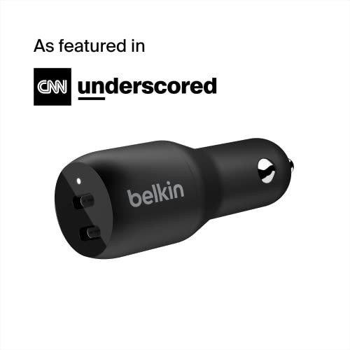 Belkin 36Watt DualUSB Car Charger Power Delivery 2 18W USBC Ports with PPS Charging Apple iPhone 14 14 Pro 14 Pro Max iP