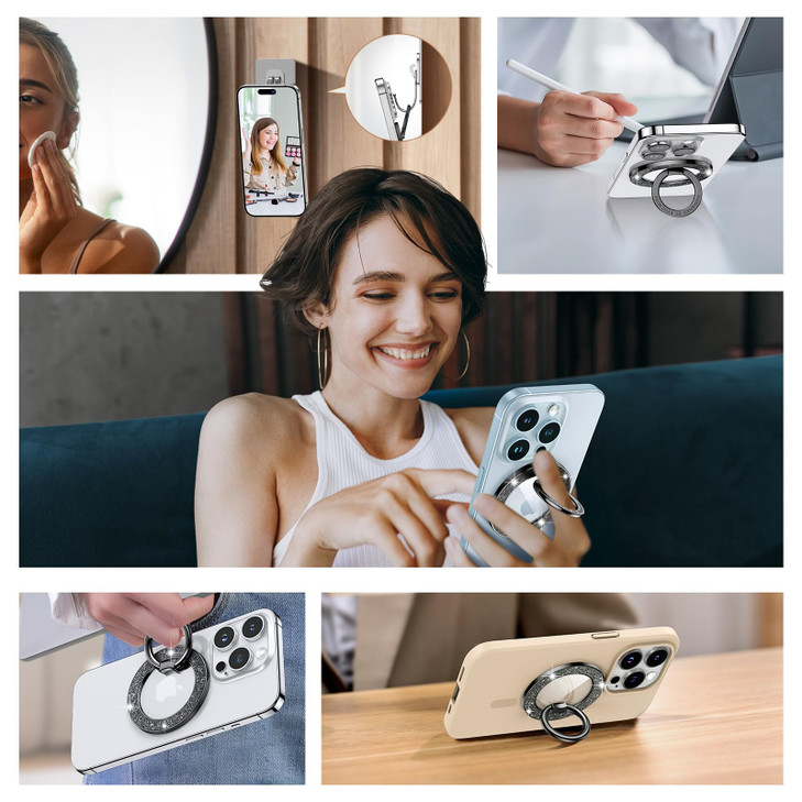 Syncwire Magnetic Phone Grip for MagSafe Sparkle Ring Holder Rotatable Kickstand Bling Ring Stand Removable MagSafe Acce