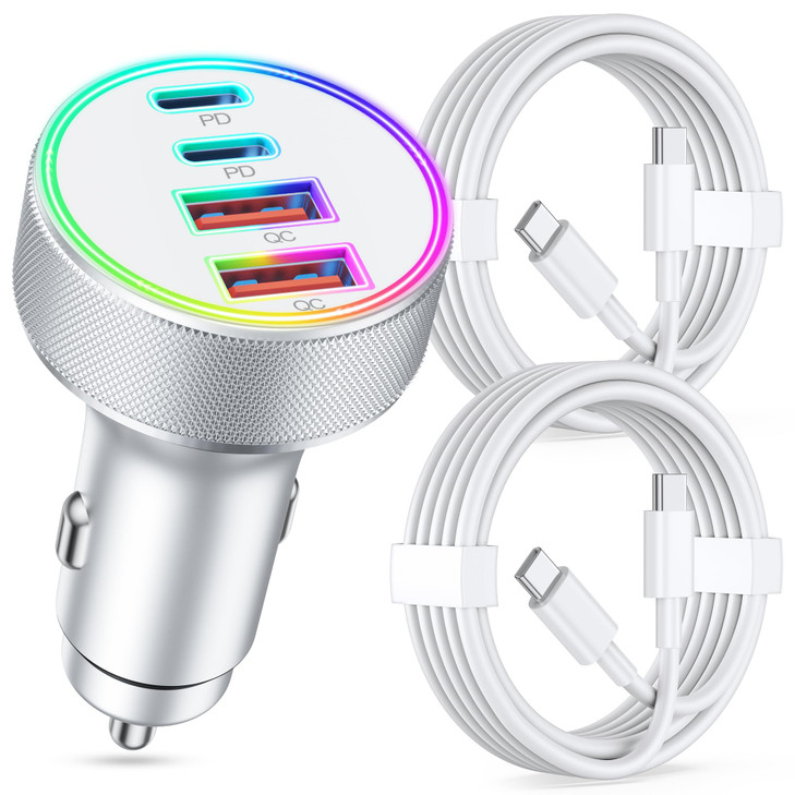 90W USB C Fast Car Charger for iPhone 1717 Pro17 Pro MaxAir1615Pro MaxPlus16e iPad MacBook Android 4Port 90W USBC Car Ch