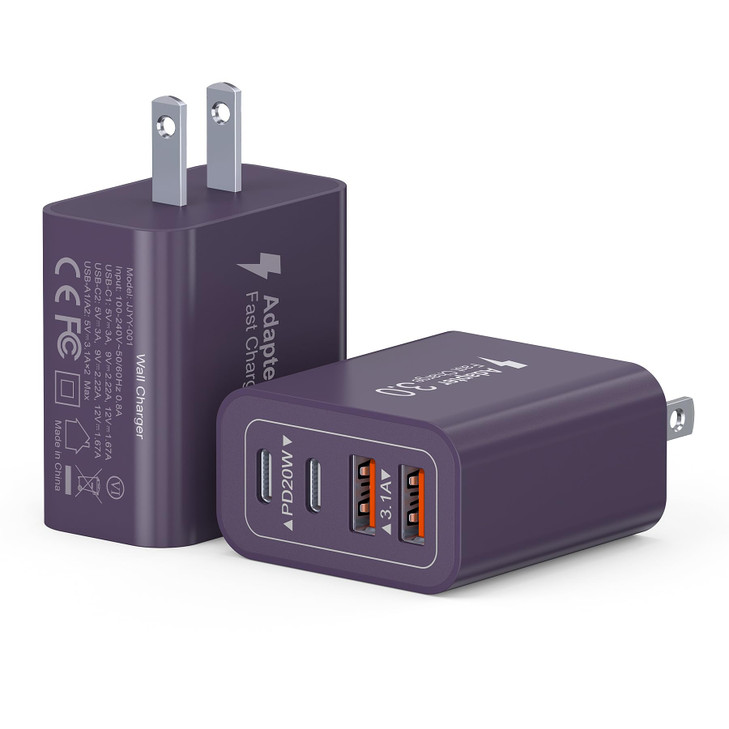 40W USB C Charger Block 2Pack 4Port Type C Fast Charging Brick Dual PDQC Wall Plug Adapter Power Brick for iPhone 131415