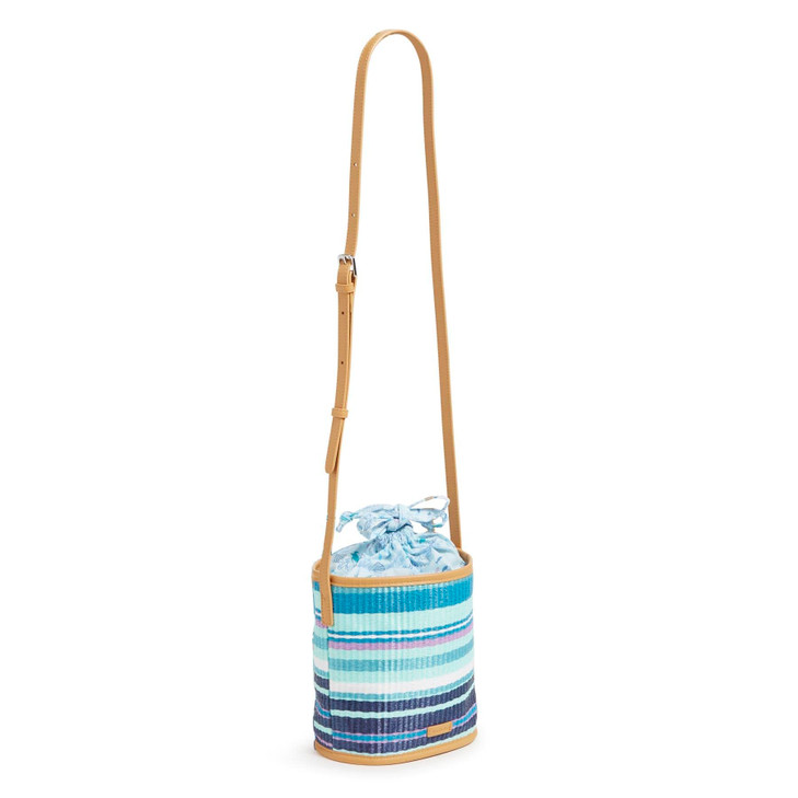 Vera Bradley Womens Straw Crossbody Purse Spring Mint Stripe One Size