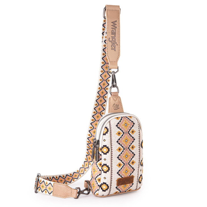 Wrangler Aztec Sling Bag Southwest Crossbody Bags Trendy Chest Bag for Women Shoulder Bag LGWG2205210TN