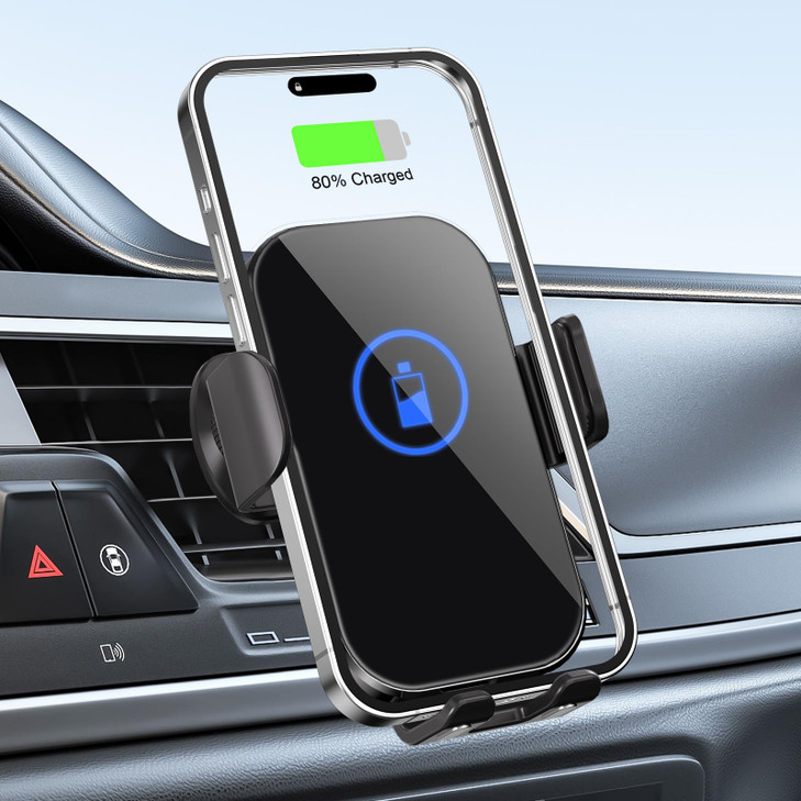 15W Fast Wireless Car Charger Mount AutoClamping Phone Holder for iPhone 1615141312 Samsung S24S23S22S21QiCertified Car