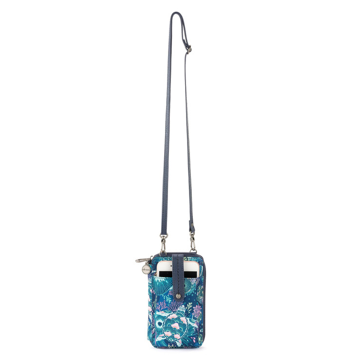Sakroots Salinas Smartphone Crossbody in EcoTwill Removable Adjustable Crossbody Strap Royal Blue Seascape
